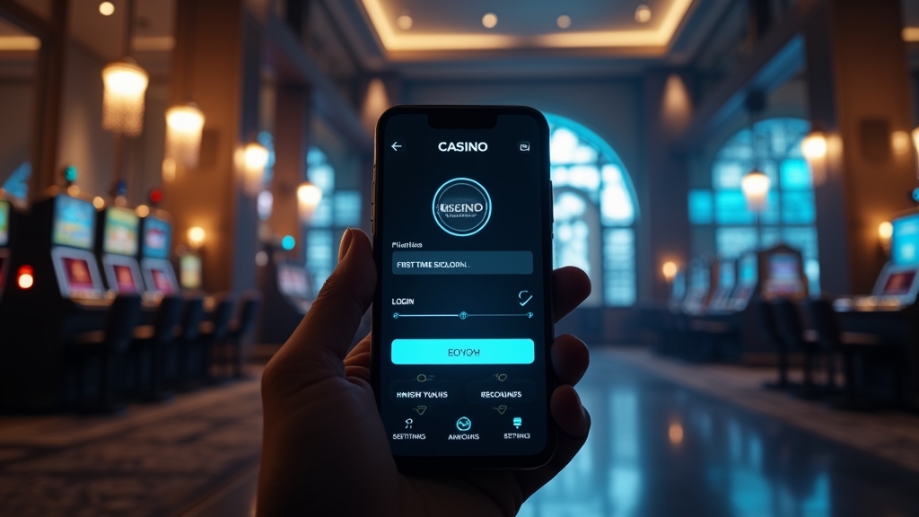 Smartphone mit Anmeldefeldern und Einstellungen beim ersten App-Start